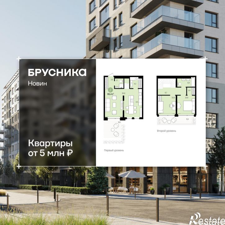 2-комн квартира в новом доме жилой комплекс Квартал Новин, 5