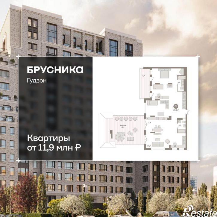 3-комн квартира в новом доме Пролетарский проспект, с9