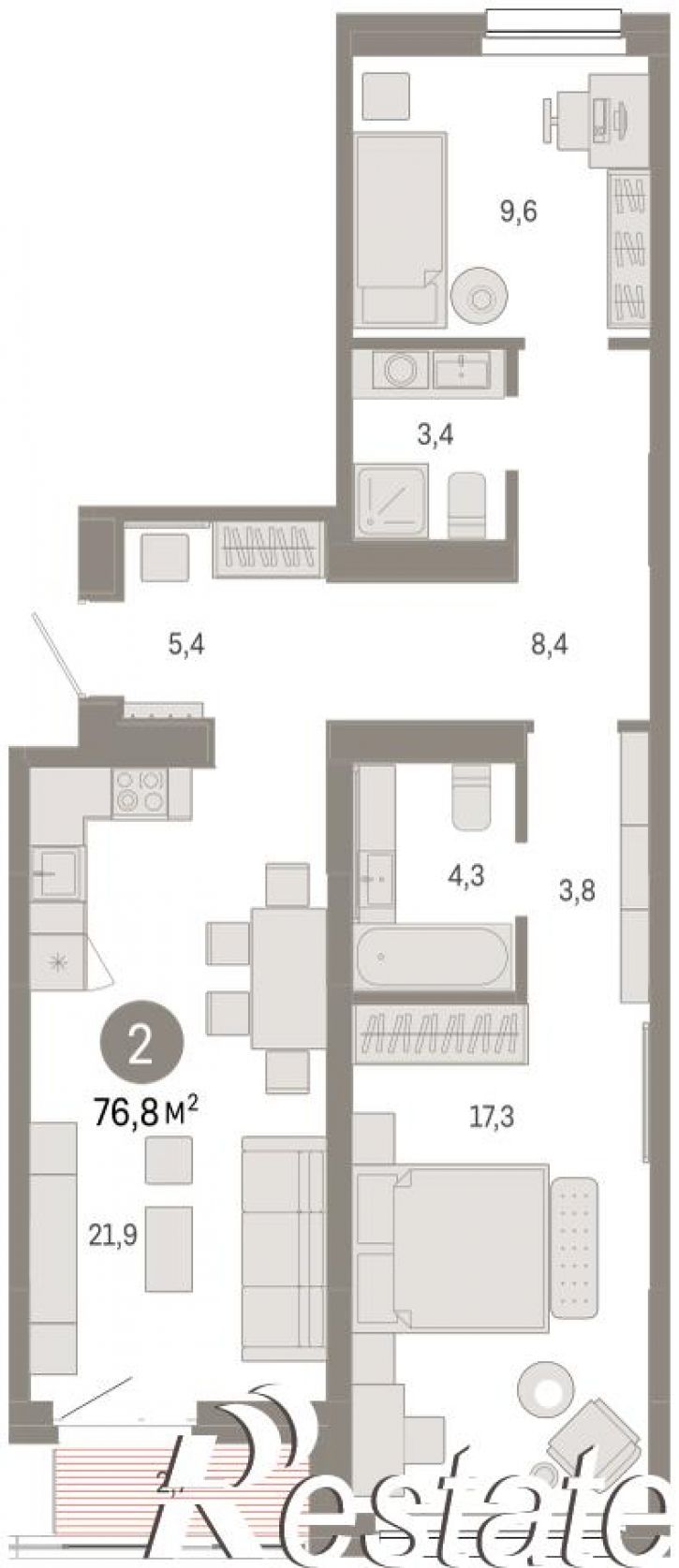 3-комн квартира в новом доме Набережный проспект, 1